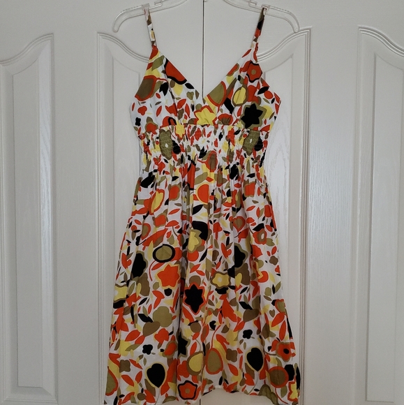 Speed Control Small Floral Orange & White Sundress - Picture 1 of 7